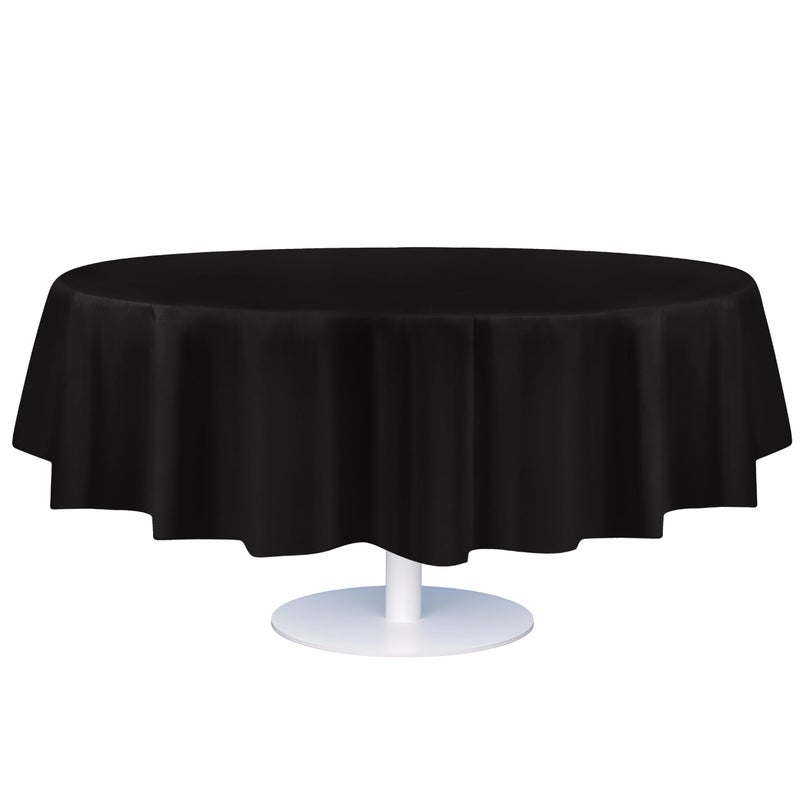 Grandipity Black Plastic Table Cloth Disposable (6 Pk) 84in Round Tablecloth Premium Party Table Cloths Disposable - Perfect Table Cloth Round Cover for Any Table Up to 6 Feet - Image 1